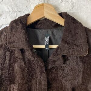 Pony hair 90s Chocolate Brown Jacket Shelli Segal Made in USA Cotton and leather